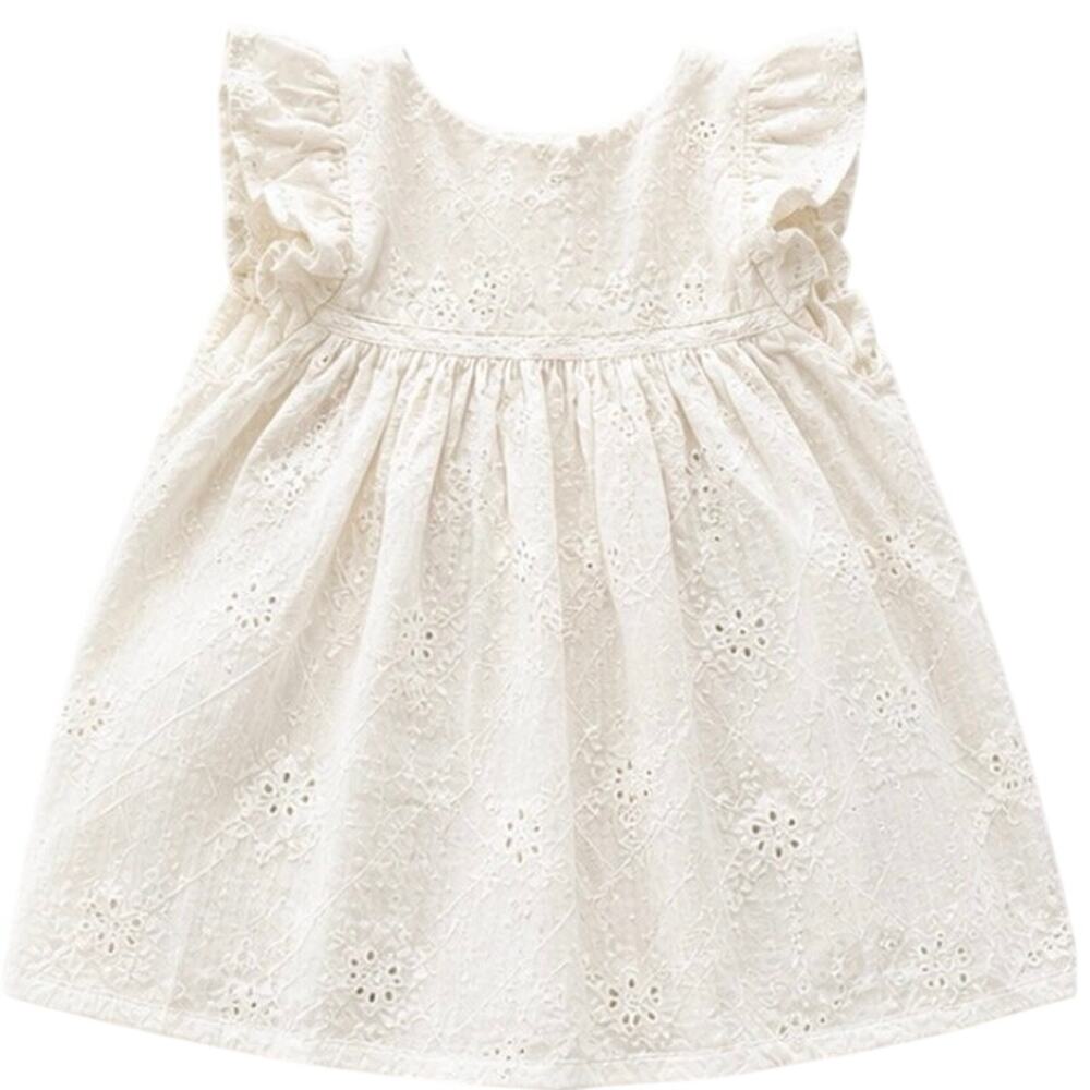 Zara White Embroidered Eyelet Dress with Cap Sleeves - Girls Size 2T/3T